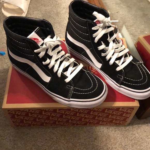 Vans Shoes - high top black and white vans size 7.5 in woman’s